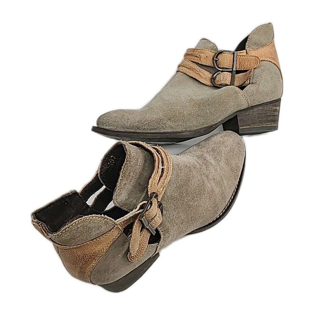 Rebels by Anthropologie Ankle Boots Womens Sz 7  Calista Two Tone Leather Buckle